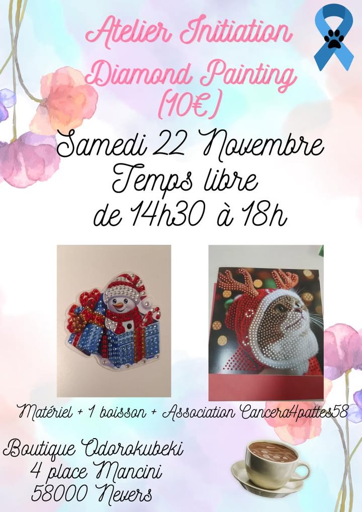 Diamon painting avec l'association Cancer à 4 pattes